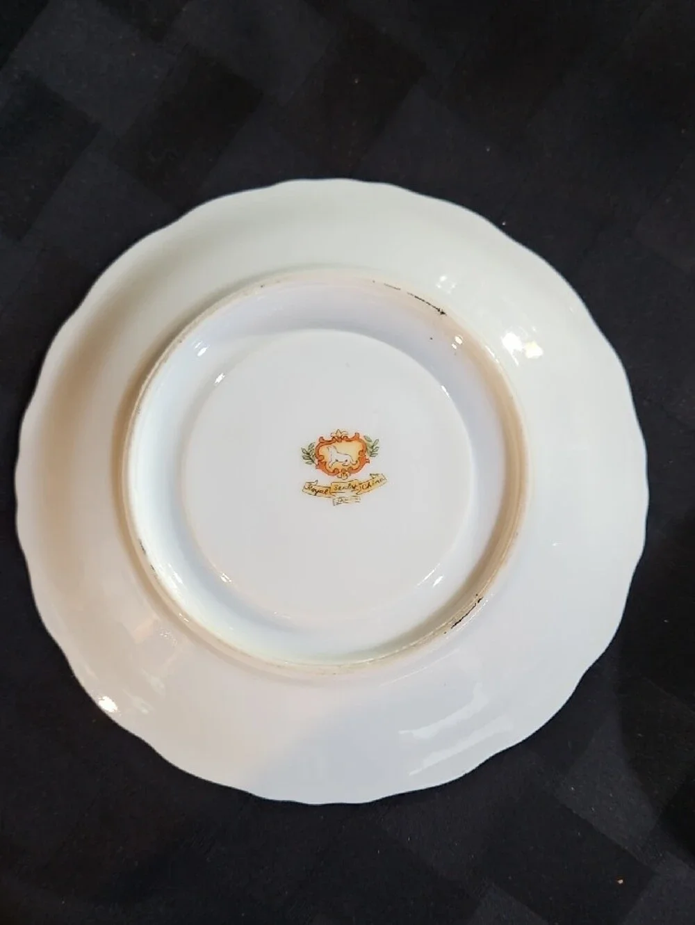 Porcelain Black Colorful Water Lily and Orchid Lustreware Teacup and Saucer